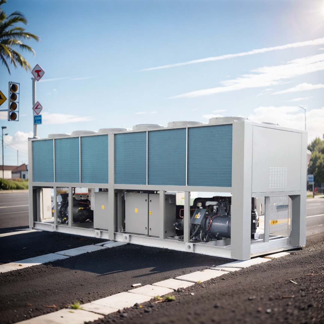 Outdoor air-cooled chiller installation